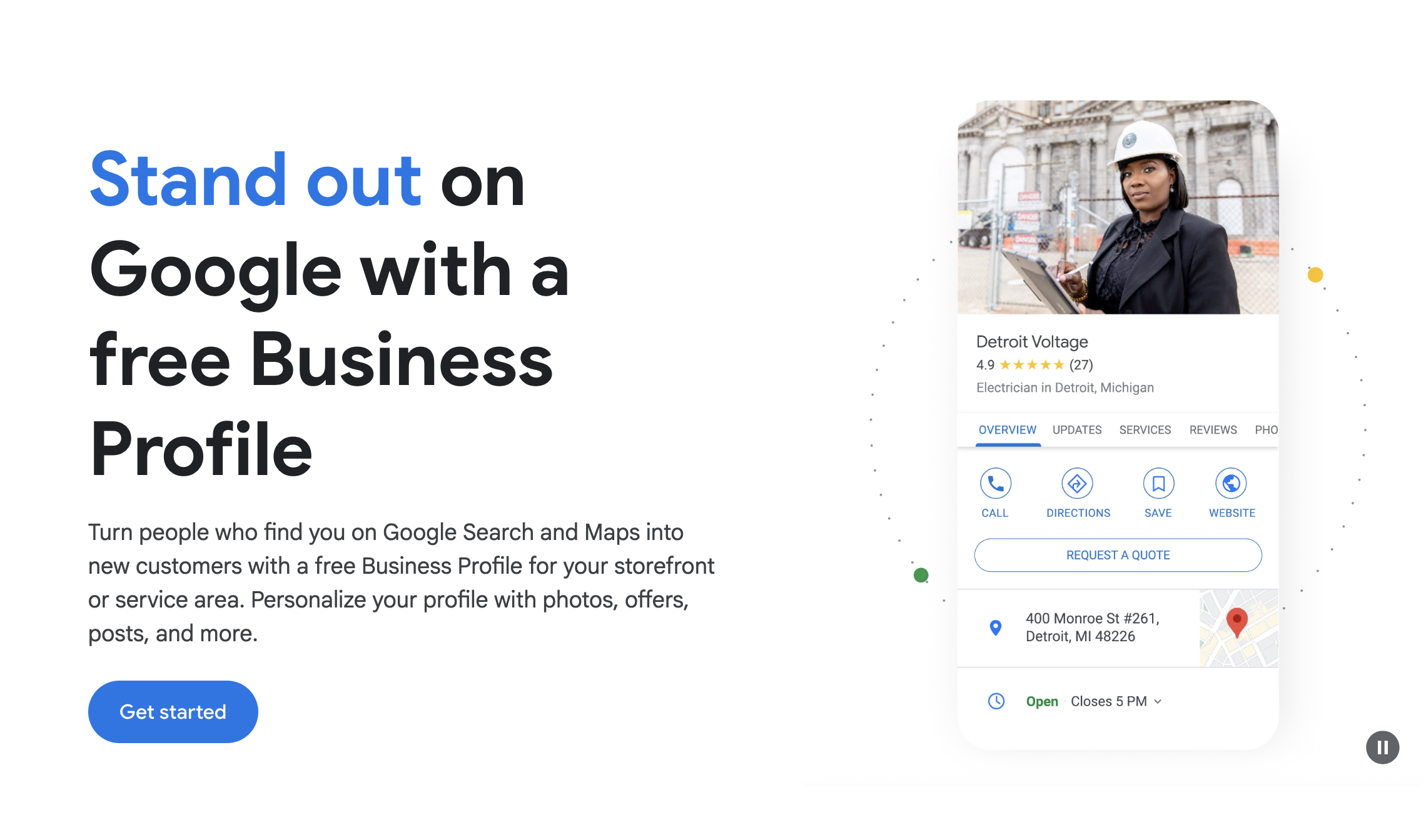Screenshot of Google's explainer page about Google Business Profiles